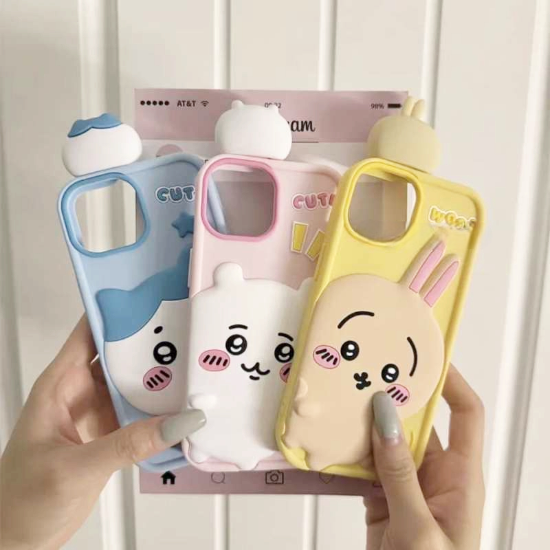 3D Silicone Soft Cute Chiikawa Usagi Hachiware Iphone  Case for iPhone 15,15Pro,14, 13, 12, 11