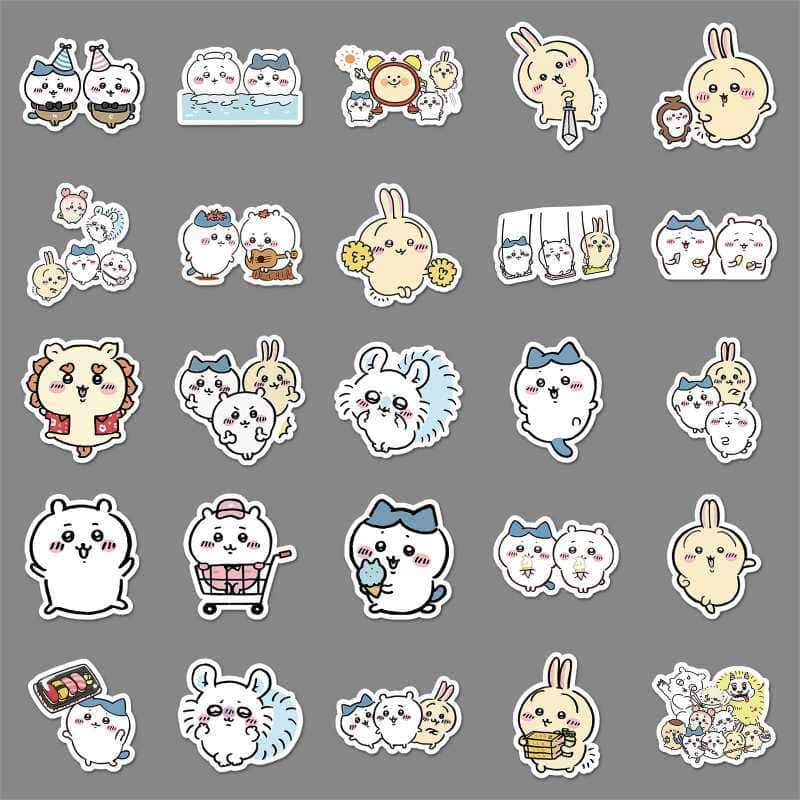 50pcs Chiikawa Cute Sticker Pack – 50pcs Kawaii Expression & Decoration Stickers