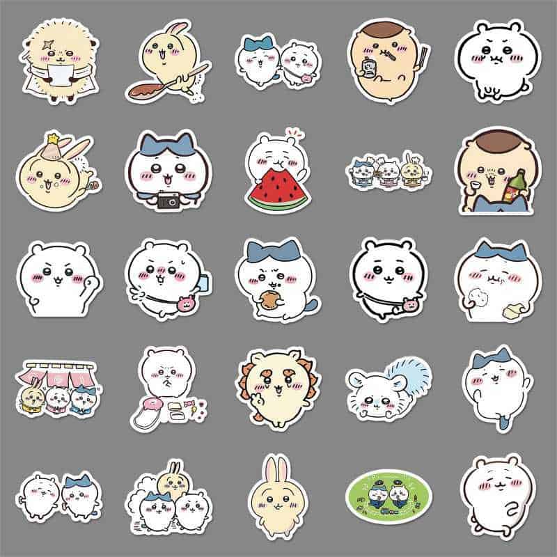 50pcs Chiikawa Cute Sticker Pack – 50pcs Kawaii Expression & Decoration Stickers