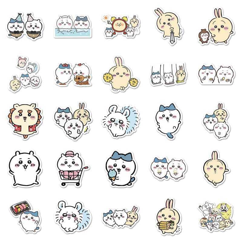 50pcs Chiikawa Cute Sticker Pack – 50pcs Kawaii Expression & Decoration Stickers