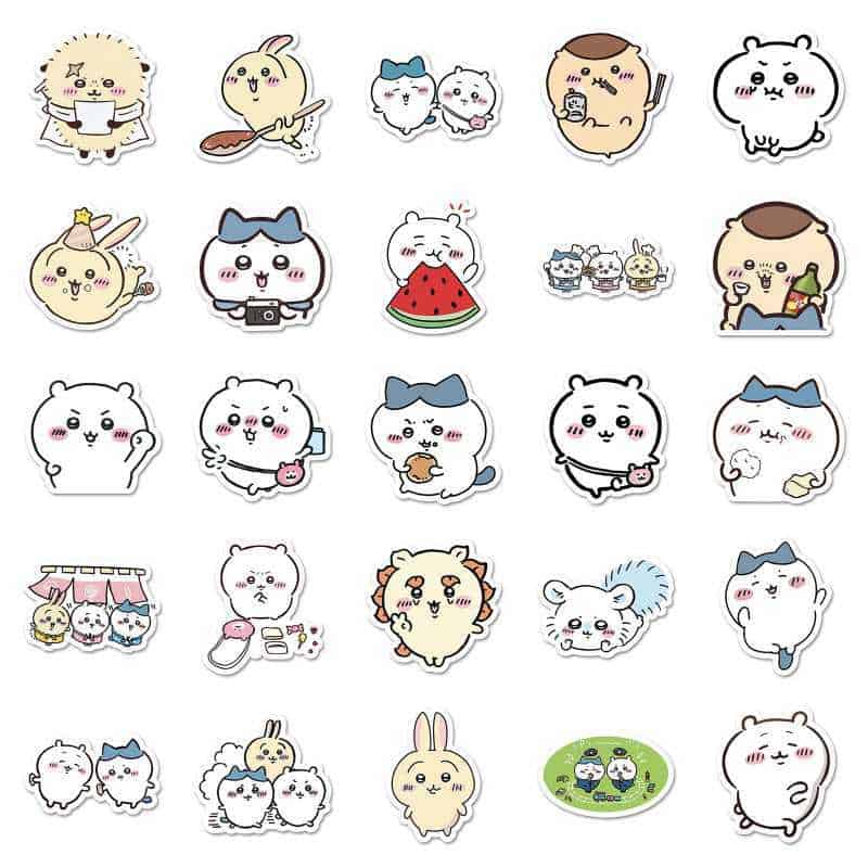 50pcs Chiikawa Cute Sticker Pack – 50pcs Kawaii Expression & Decoration Stickers