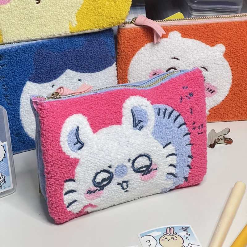 Chiikawa 漫画ぬいぐるみ刺繍コスメバッグ - 学生向けのかわいい大容量ペンケース
