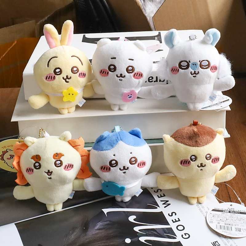 Juego de llaveros de felpa magnéticos de mano en mano de Chiikawa: Usagi, Hachiware, Chiikawa, Momonga, Shisa, Rakko