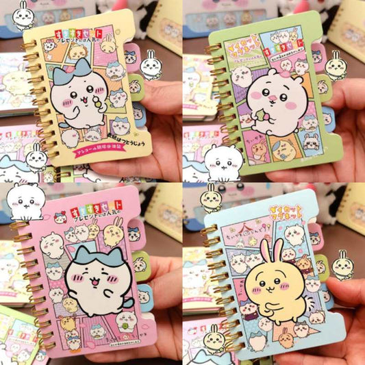 Chiikawa Matte Color Page Spiral Notebook - Cute Mini Portable Tearable Sticky Notes