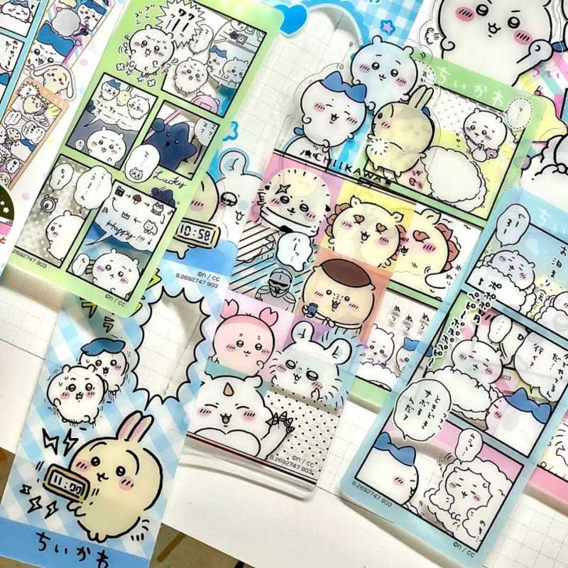 Set de marcapáginas estilo Chiikawa: adorables marcapáginas decorativos con fotos de Hachiware y Usagi