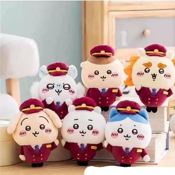 Chiikawa Train Conductor Series Plush Keychain - Hachiware Usagi Design