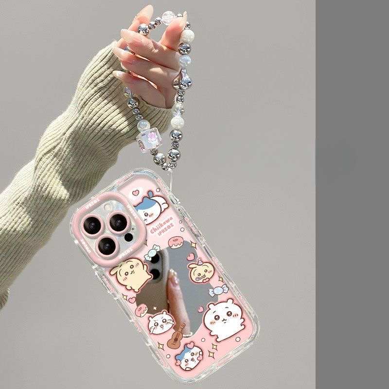 Chiikawa Usagi Hachiware Mirror iPhone Case with Chain – Soft Cover