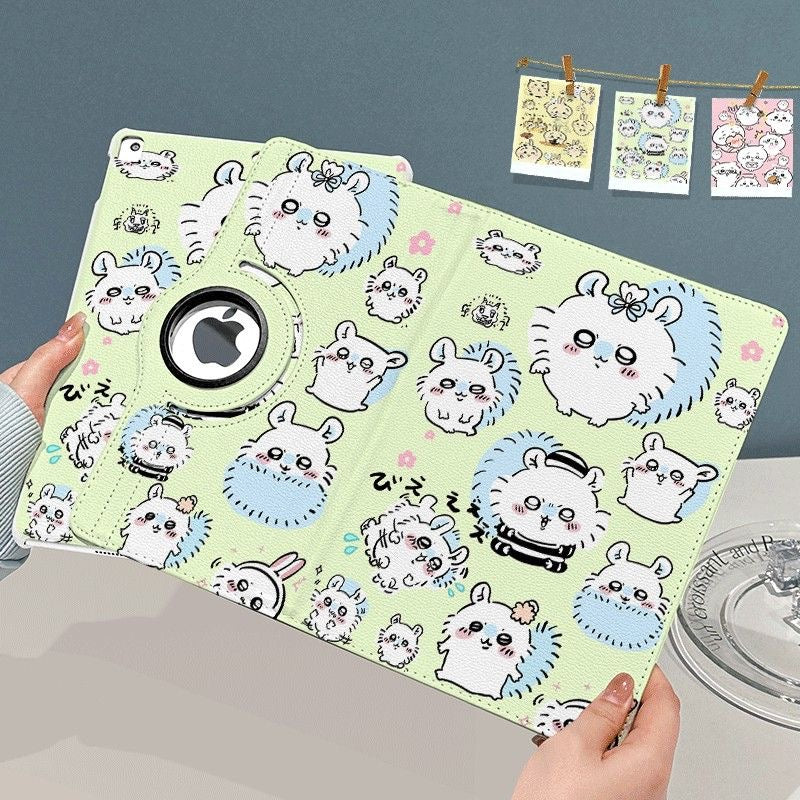 Chiikawa iPad 9 Rotating Leather Case – Air 6, Pro 2024, Mini 6/5, 10th Gen 9.7-inch Shockproof Cove