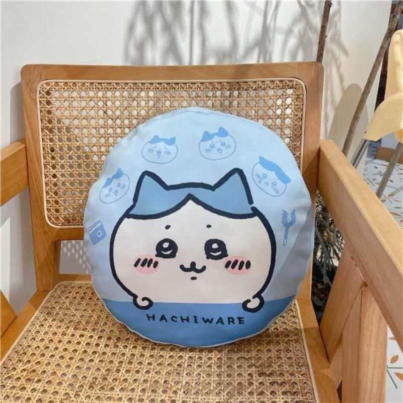Cute Chiikawa Hachiware & Usagi Round Pillow – Double-Sided Plush Cushion