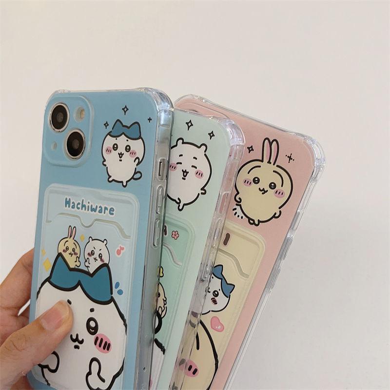 Cute Chiikawa Usagi Hachiware Iphone  Case with Plush Chain for iPhone 15,15Pro,14, 13, 12, 11