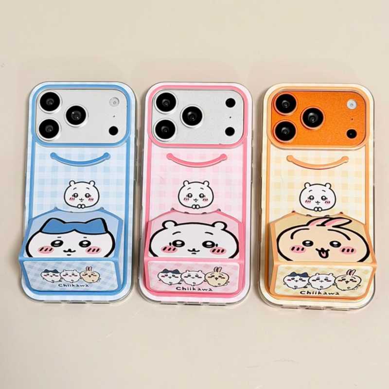 Chiikawa Flip Wallet Phone Case with Stand – Usagi & Hachiware Cute Protective Cover for iPhone 17 / 16 / 14 Pro Max / 13