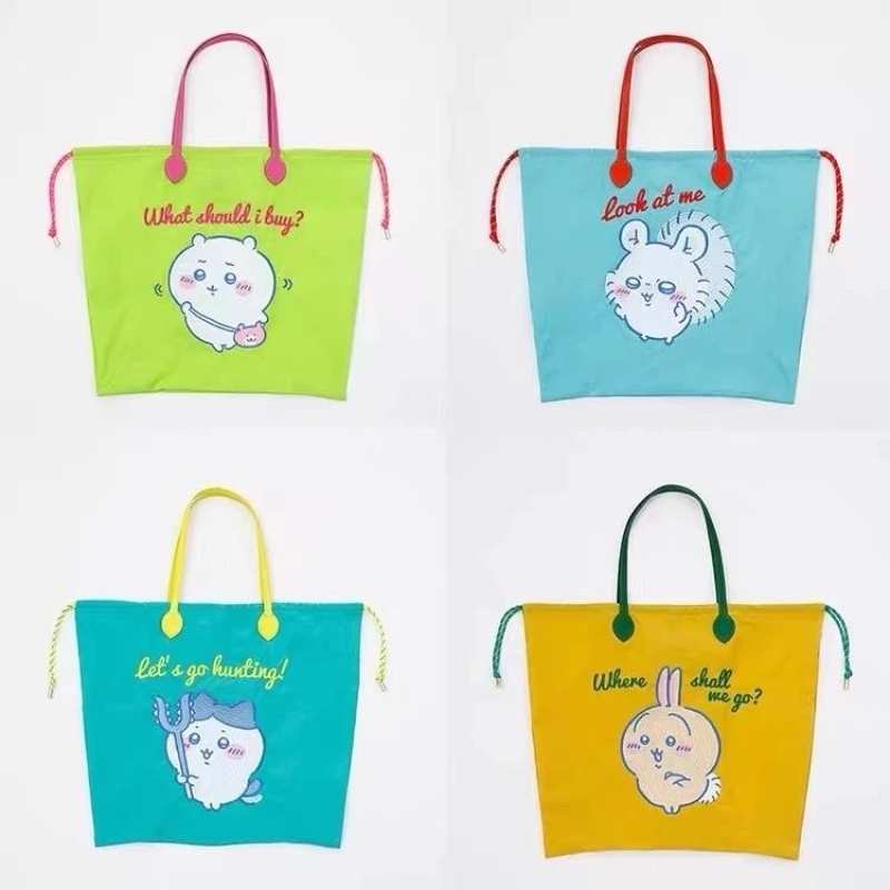 新作 ちいかわうさぎ ハチワレ ナイロン刺繍 ドーパミン ショッピングバッグ トートバッグ 巾着ショルダーバッグ