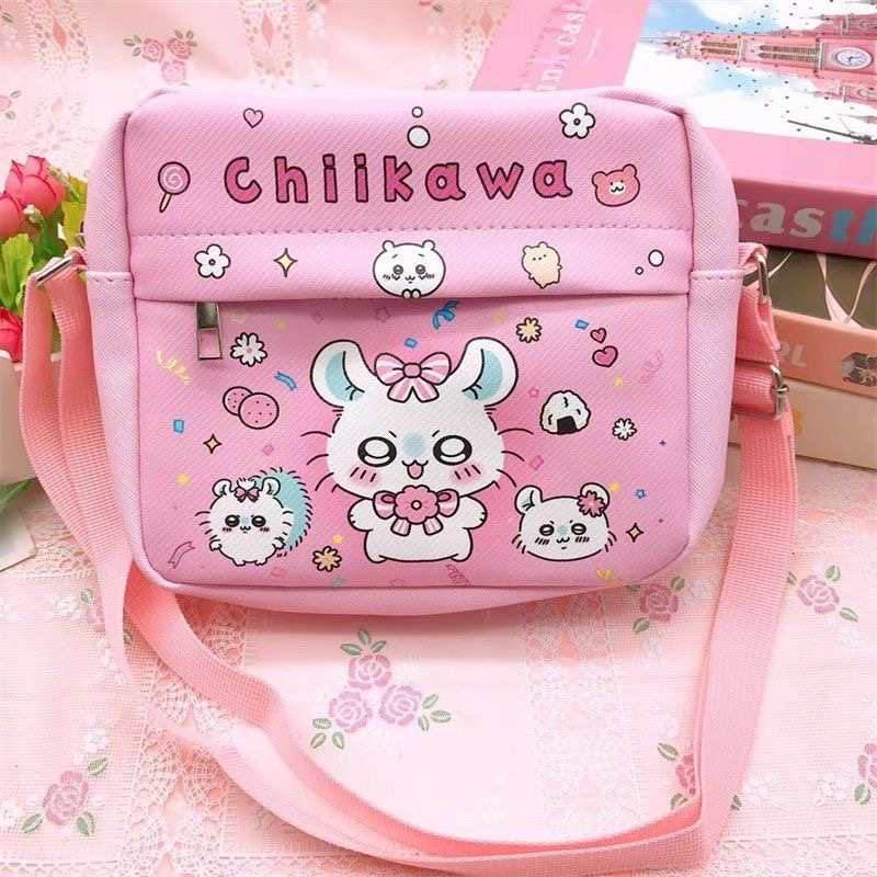 Square Chiikawa Cute Crossbody Bag – Usagi & Hachiware Cartoon Girls Shoulder Bag, Kawaii Kids Travel Mini Storage Bag