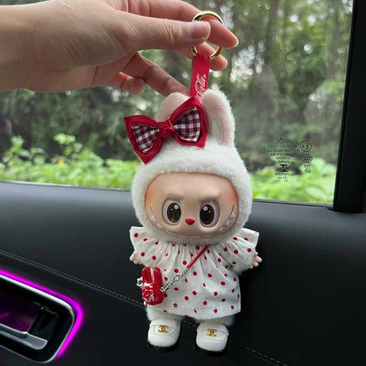 Labubu Doll Clothes 3-Piece Set – Cardigan, Suspender Dress, Inner Shirt (No Doll)