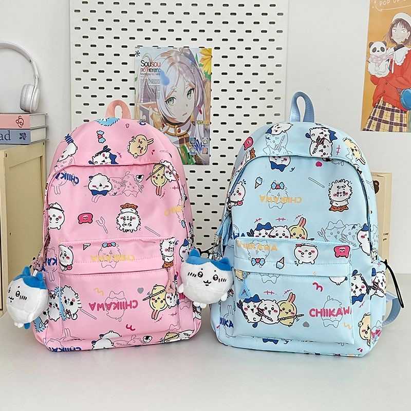 Chiikawa Cartoon Backpack- Usagi & Hachiware Print,Lightweight Large-Capacity School Bag,Cute Everyday Commute
