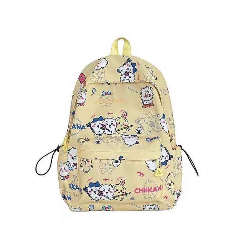 Chiikawa Cartoon Backpack- Usagi & Hachiware Print,Lightweight Large-Capacity School Bag,Cute Everyday Commute
