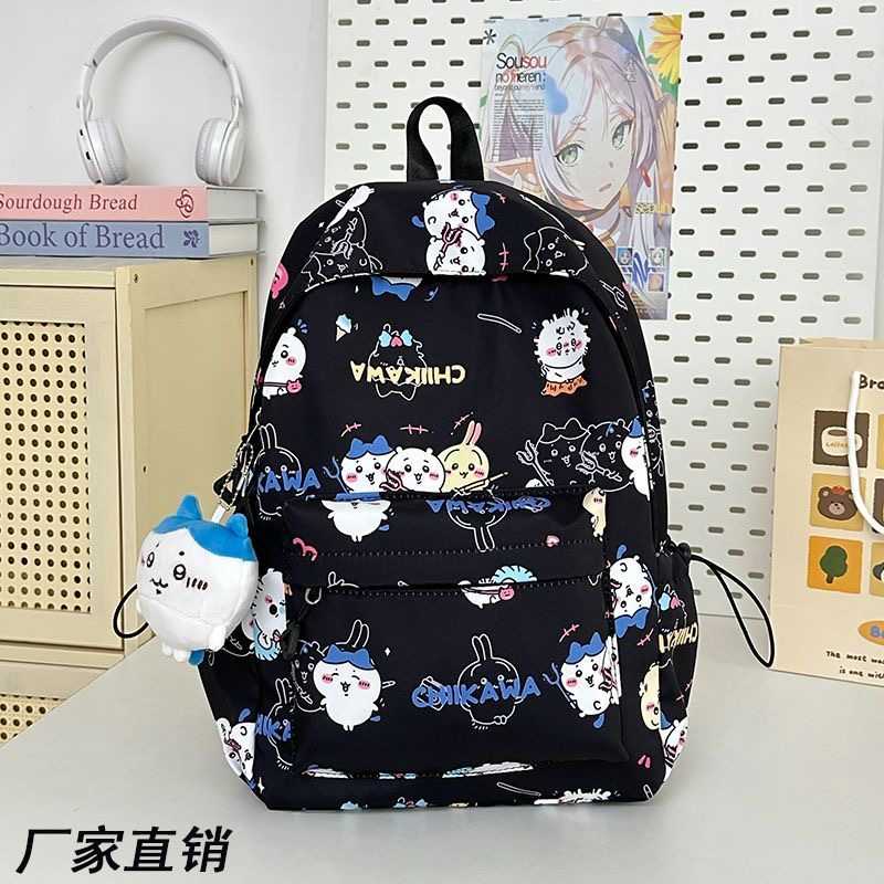 Chiikawa Cartoon Backpack- Usagi & Hachiware Print,Lightweight Large-Capacity School Bag,Cute Everyday Commute