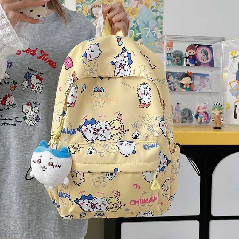 Chiikawa Cartoon Backpack- Usagi & Hachiware Print,Lightweight Large-Capacity School Bag,Cute Everyday Commute