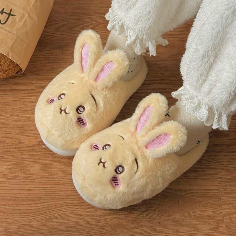 Chiikawa Usagi & Hachiware Plush Winter Slippers – Cute Cloud Design, Warm Cotton Indoor/Outdoor Shoes for Women
