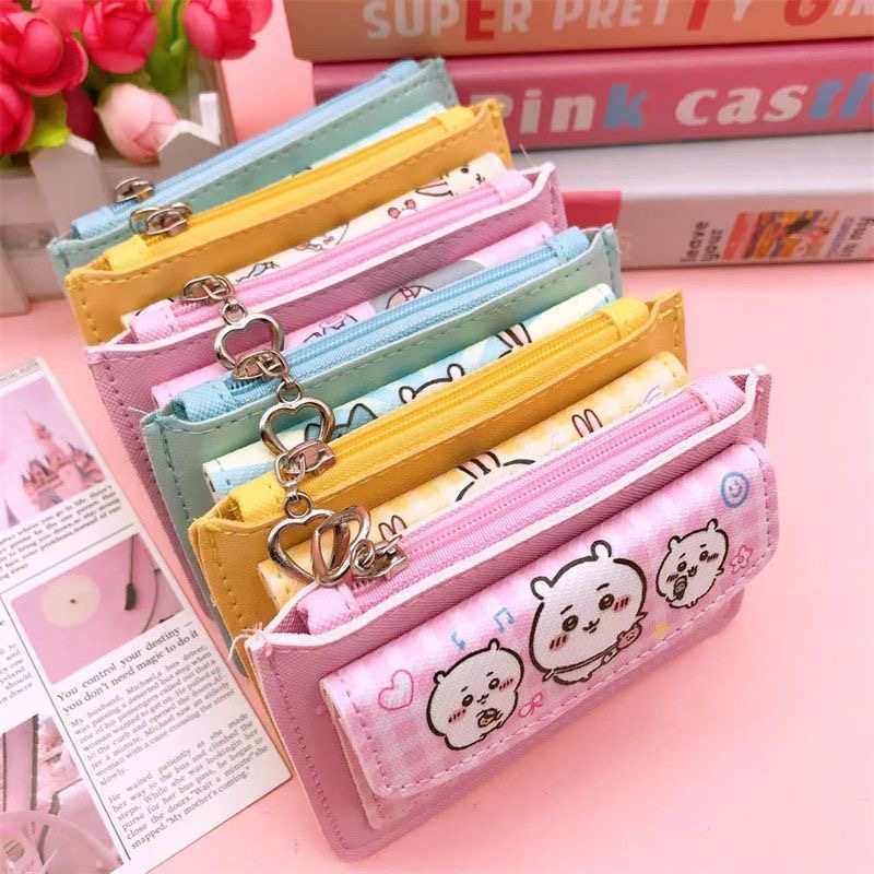 Chiikawa Usagi & Hachiware PU Card Holder – Cute Cartoon Zipper Wallet & Coin Purse for Students