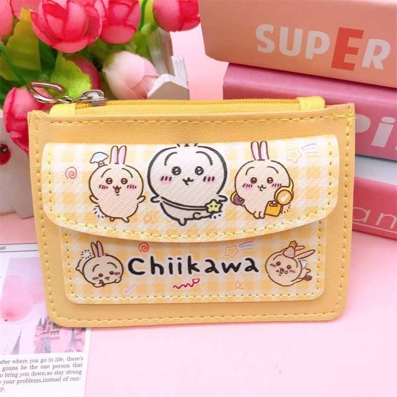 Chiikawa Usagi & Hachiware PU Card Holder – Cute Cartoon Zipper Wallet & Coin Purse for Students