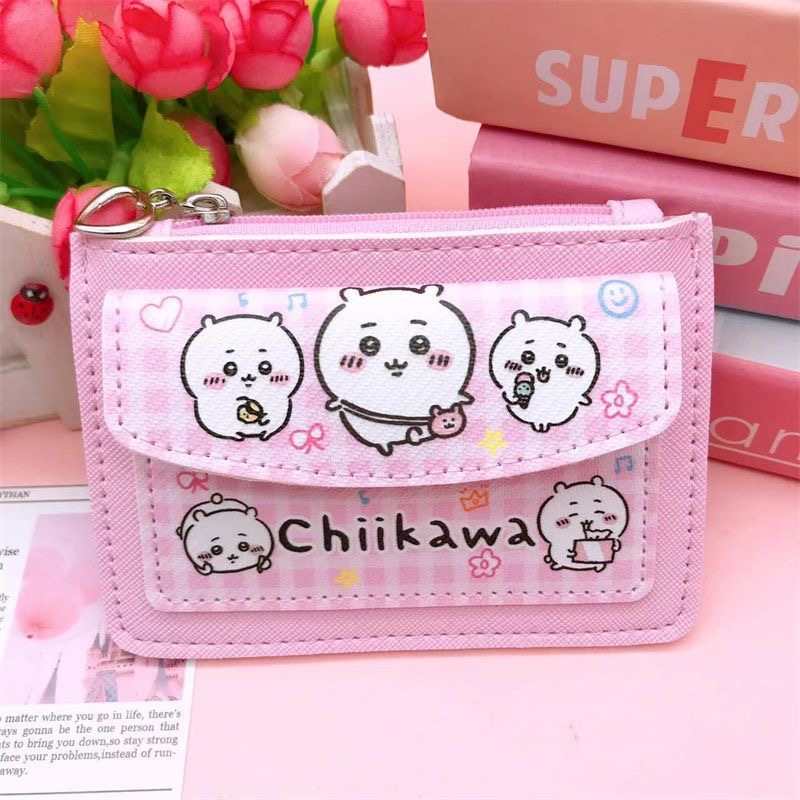 Chiikawa Usagi & Hachiware PU Card Holder – Cute Cartoon Zipper Wallet & Coin Purse for Students