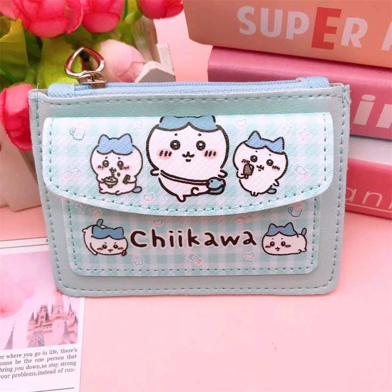 Chiikawa Usagi & Hachiware PU Card Holder – Cute Cartoon Zipper Wallet & Coin Purse for Students
