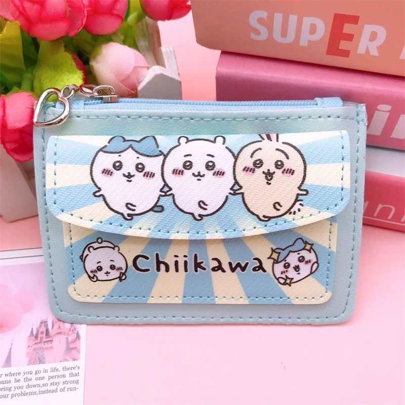 Chiikawa Usagi & Hachiware PU Card Holder – Cute Cartoon Zipper Wallet & Coin Purse for Students