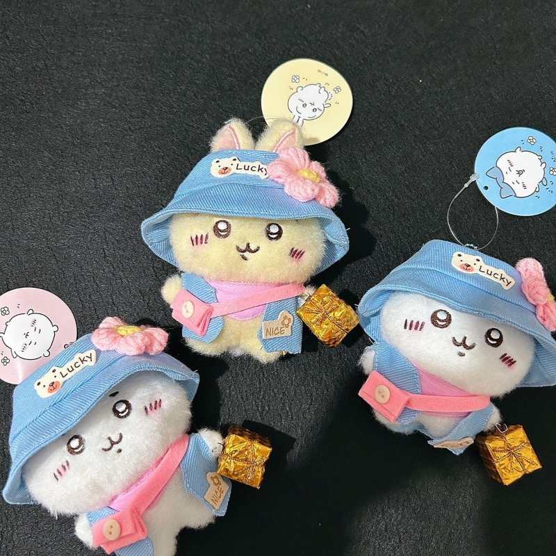 Chiikawa Usagi & Hachiware Plush Keychain – Detachable Blue Hat Outfit, Removable Clothes & Accessories, Cute Gift