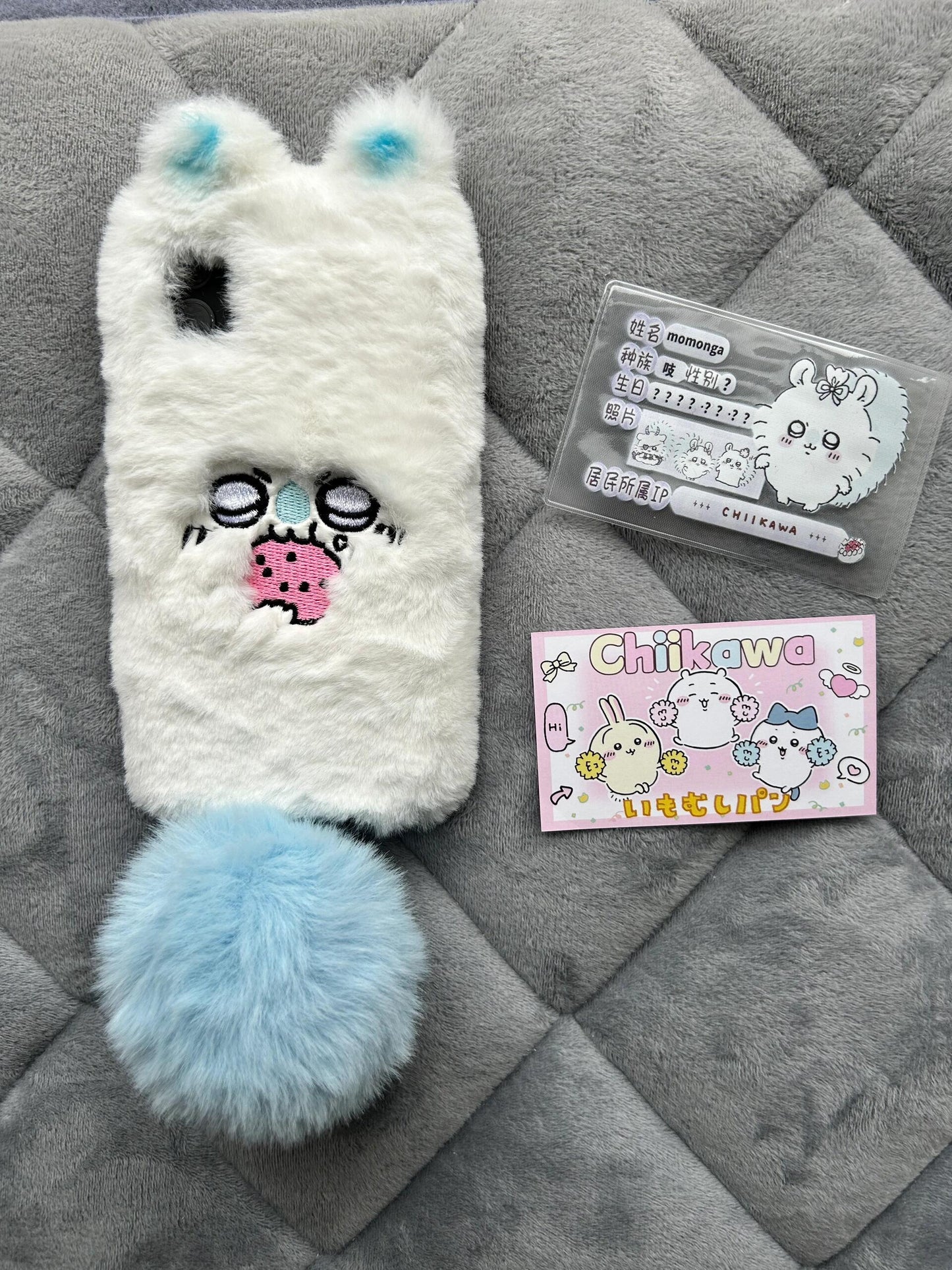 Pure Handmade Fluffy Chiikawa Momonga iPhone Case with Free Cute Tail