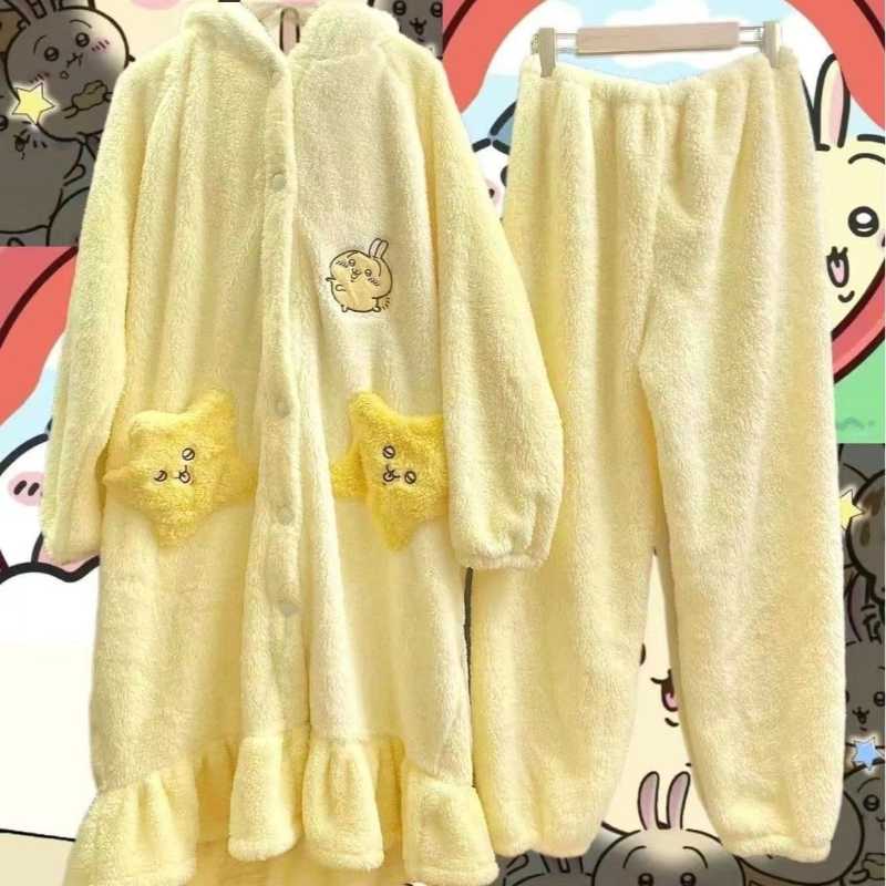 Chiikawa Usagi Winter Long Robe Jumpsuit – Unisex Cozy Loungewear Pajamas for Autumn & Winter