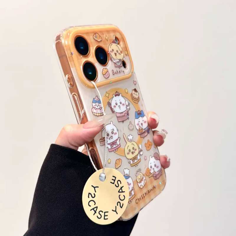 Cute Strawberry Egg Tart Chiikawa Usagi Magnetic Phone Case for iPhone 17/16/15/14/13 Pro Max