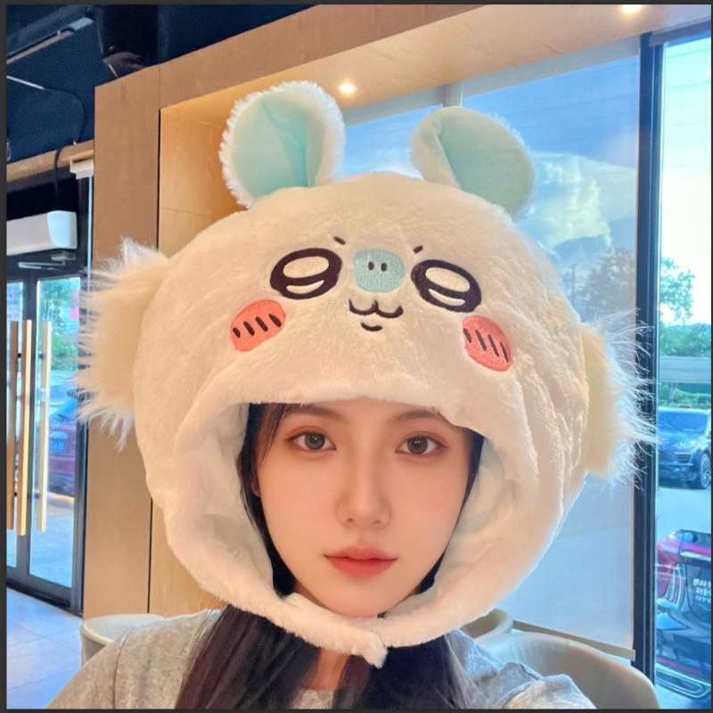 Chilkawa Plush Character Hat – High-Quality Cute Usagi, Hachiware & Momonga Costume Headwear