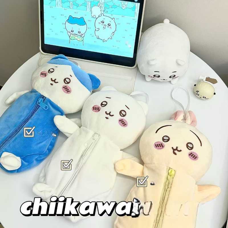 Original Chiikawa Plush Pencil Case - Hachiware Usagi Large Capacity Stationery Bag