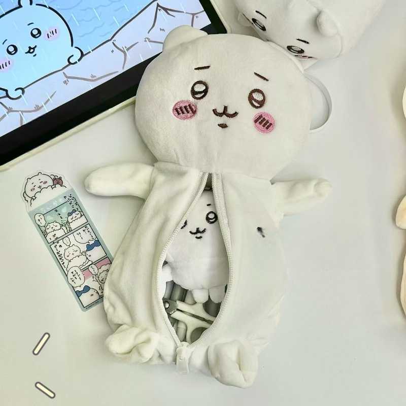 Original Chiikawa Plush Pencil Case - Hachiware Usagi Large Capacity Stationery Bag