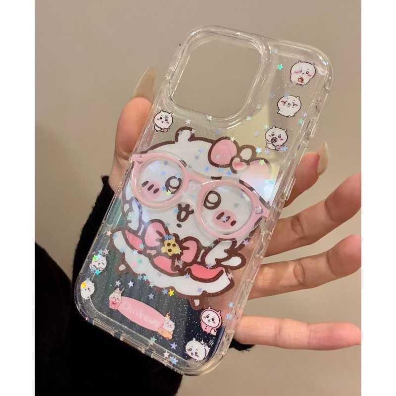 ちいかわうさぎ ハチワレミラー付きiPhoneケース(チェーン付き)ソフトカバー