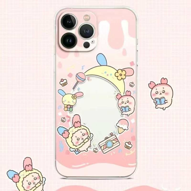 ちいかわうさぎ ハチワレミラー付きiPhoneケース(チェーン付き)ソフトカバー