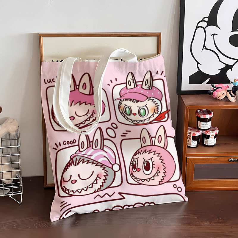 Labubu Canvas Tote Bag | Single-piece Shopping Handbag