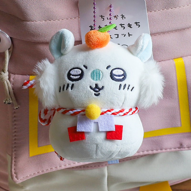 日本郵便限定 ちいかわ鏡餅ぬいぐるみチャーム - うさぎ、ハチワレ、モモンガ