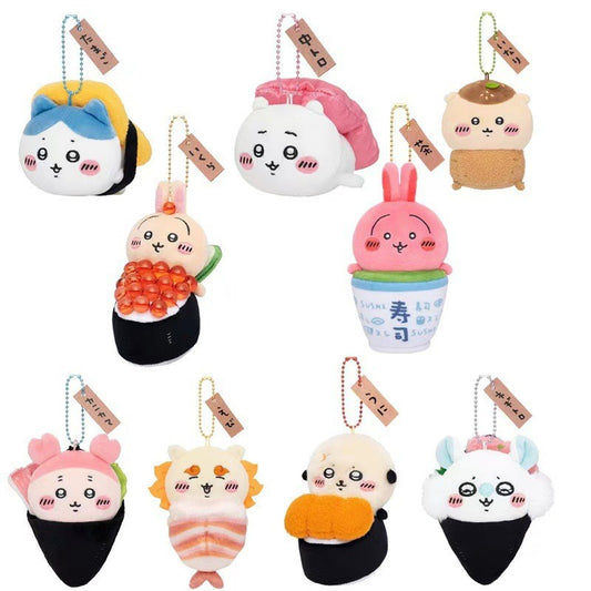 Cute Chiikawa Usagi Hachiware Bear Sushi Plush Keychain Gift - Adorable Collectible Toy