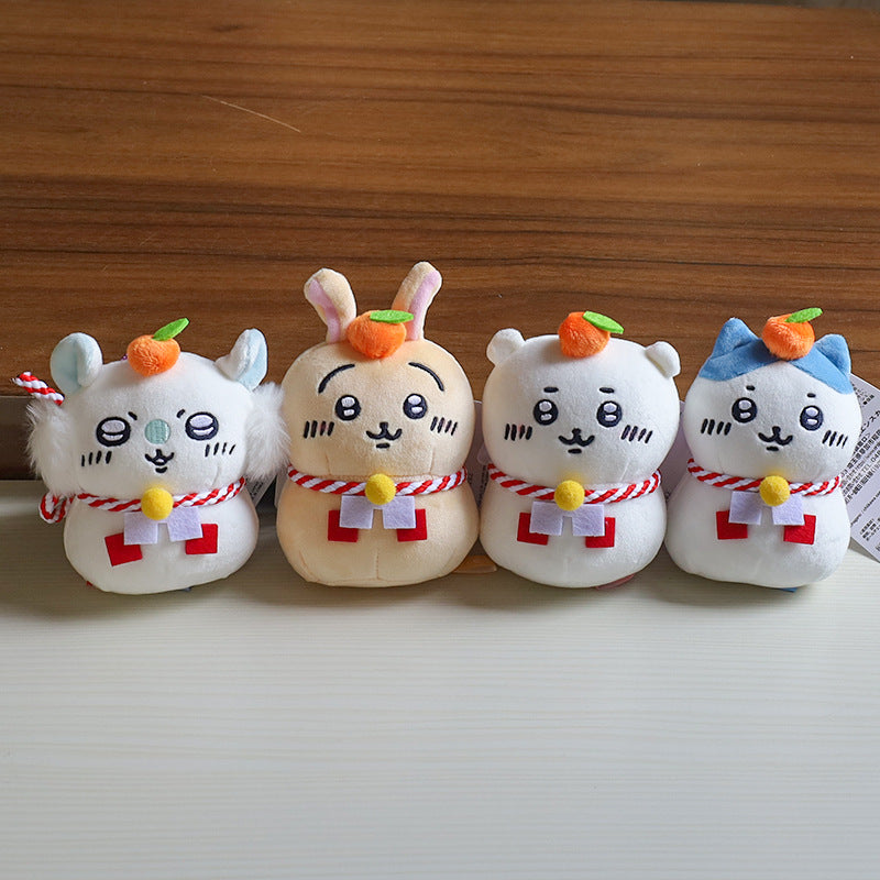 日本郵便限定 ちいかわ鏡餅ぬいぐるみチャーム - うさぎ、ハチワレ、モモンガ