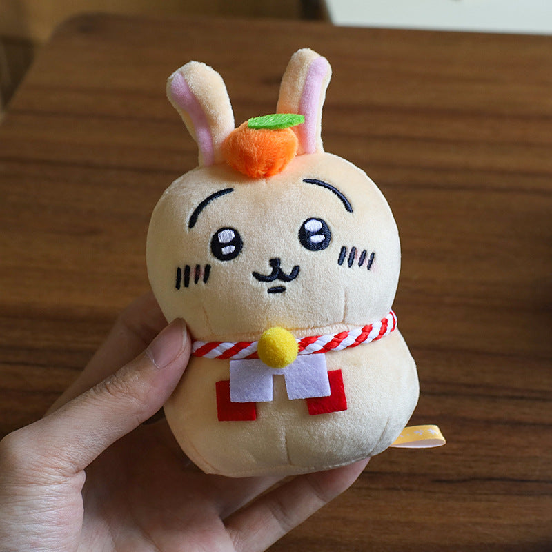 日本郵便限定 ちいかわ鏡餅ぬいぐるみチャーム - うさぎ、ハチワレ、モモンガ