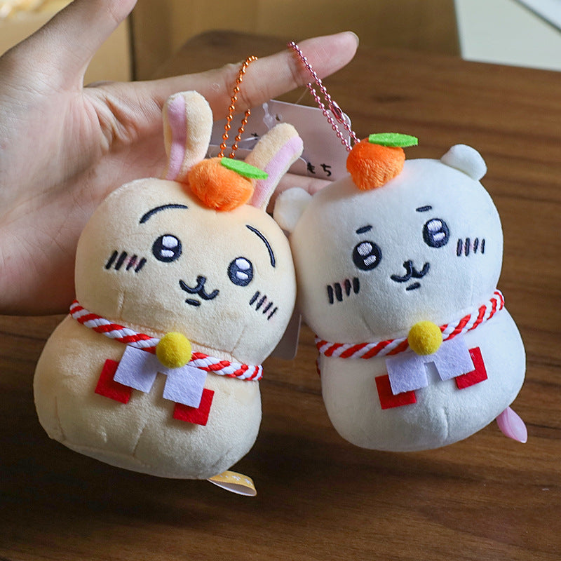 日本郵便限定 ちいかわ鏡餅ぬいぐるみチャーム - うさぎ、ハチワレ、モモンガ