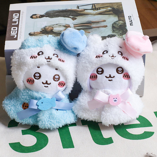 Chiikawa hachiware usagi plush pendant doll baby clothes little feet usaqi for self-deprecating bear keychain cape