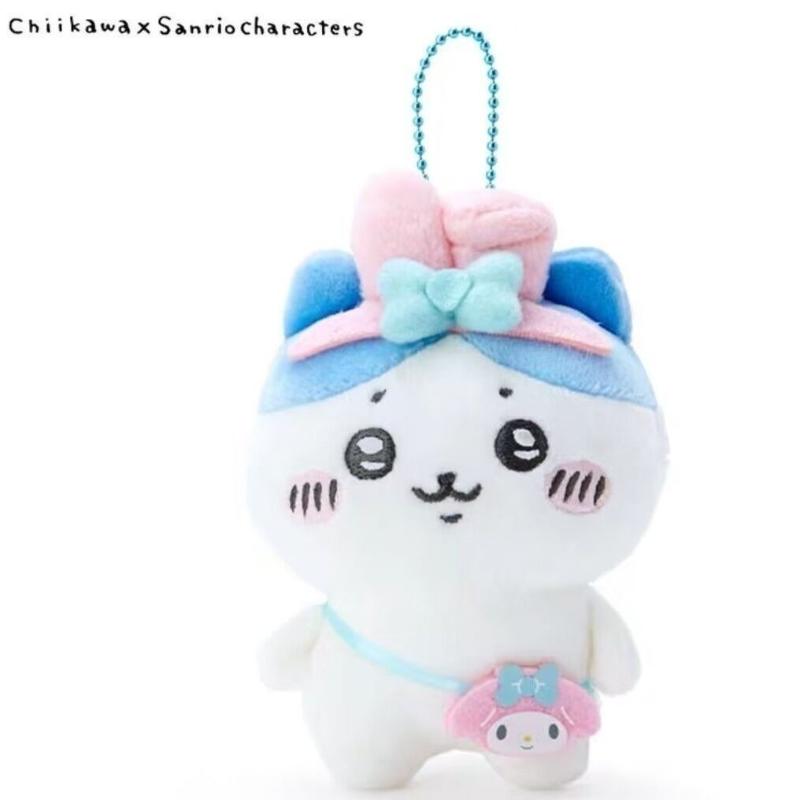 Official Chiikawa x Sanrio Plush Keychain - Usagi, Kawauso, and Shisugi Characters