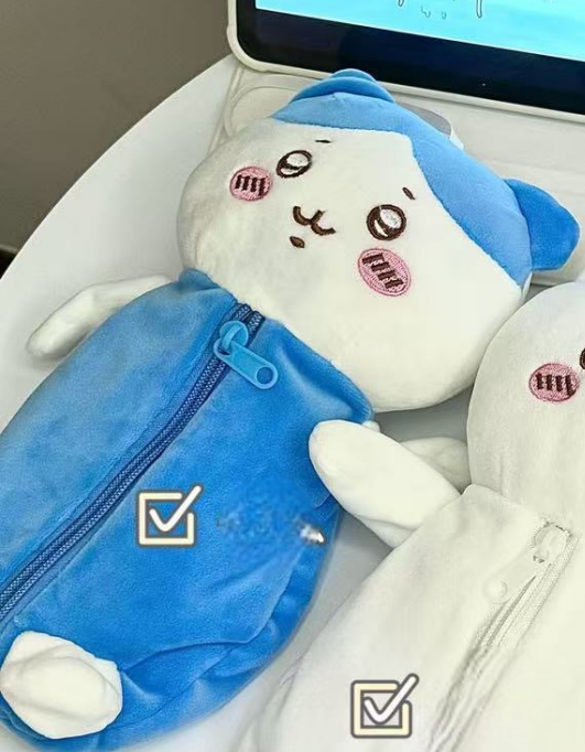 Original Chiikawa Plush Pencil Case - Hachiware Usagi Large Capacity Stationery Bag