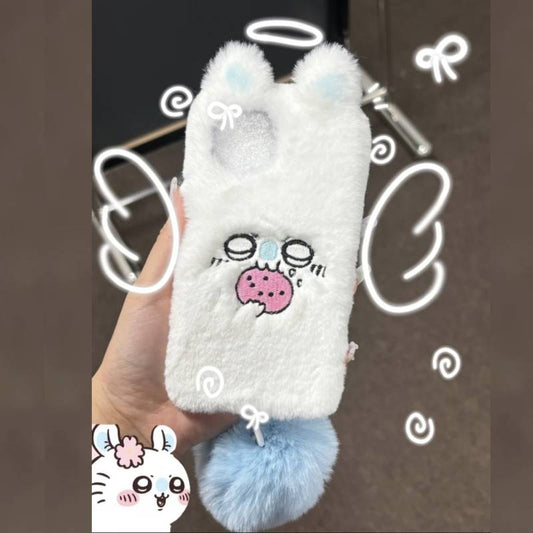 Pure Handmade Fluffy Chiikawa Momonga iPhone Case with Free Cute Tail