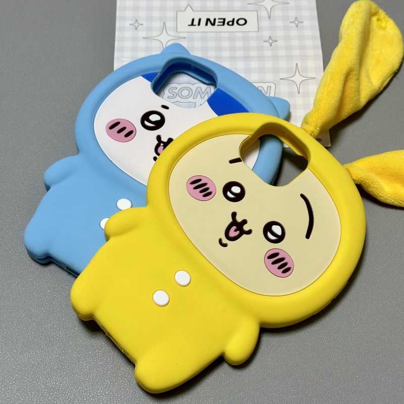 3D Ear Strap Usagi Hachiware Silicone Case for iPhone 15, 14, 13, 12, 11 – Cute Bunny Design