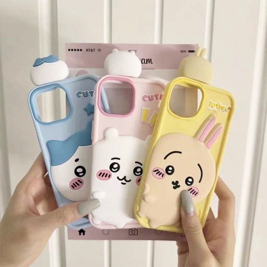 3D Silicone Soft Cute Chiikawa Usagi Hachiware Iphone  Case for iPhone 15,15Pro,14, 13, 12, 11