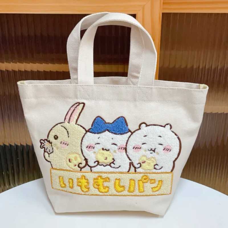 Chiikawa Embroidered Plush Canvas Tote Bag - Usagi, Hachiware, Momonga